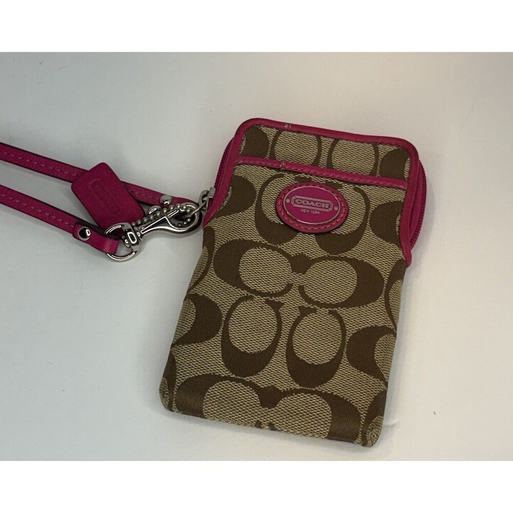 vintage Coach signature C-logo canvas multi-function pouch